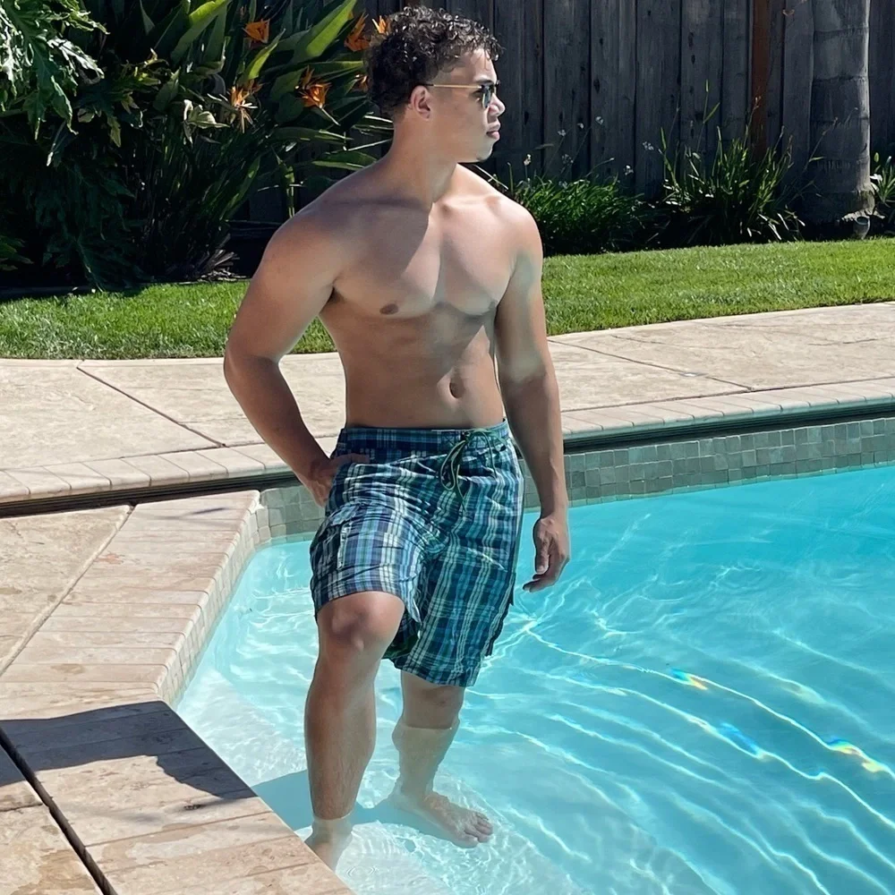 NWT CLUB ROOM L & XXL Green & Blue Seaside Plaid Swim Trunks MT09